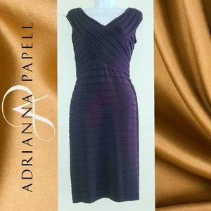 Adrianna Papell Sleeveless V Neck Tiered D…